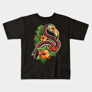 Flamingo tropical calavera Kids T-Shirt